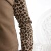 contrast color leopard print crew neck pullover sweater