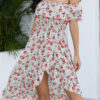 Bohemian Print Split Joint Off the Shoulder Irregular Dresses