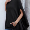 Fashion British Style Solid Split Joint O Neck Tops