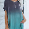 Fashion Casual Gradual Change Split Joint V Neck T-Shirts