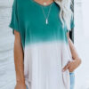 Fashion Casual Gradual Change Split Joint V Neck T-Shirts