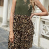 Fashion Casual Leopard Split Joint O Neck A Line Dresses