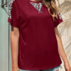 Fashion Casual Leopard Split Joint O Neck T-Shirts