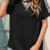 Fashion Casual Leopard Split Joint O Neck T-Shirts