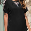 Fashion Casual Leopard Split Joint O Neck T-Shirts