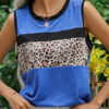 Fashion Casual Leopard Split Joint O Neck Tops