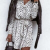 Casual Leopard Split Joint Turndown Collar A Line Dresses