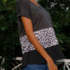 Fashion Casual Leopard Split Joint V Neck T-Shirts