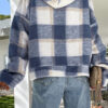 Fashion Casual Plaid Split Joint Hooded Collar Tops