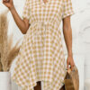 Fashion Casual Plaid Split Joint V Neck Irregular Dresses