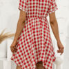 Fashion Casual Plaid Split Joint V Neck Irregular Dresses