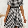 Fashion Casual Plaid Split Joint V Neck Irregular Dresses