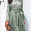 Fashion Casual Polka Dot Split Joint V Neck A Line Dresses