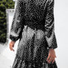 Fashion Casual Polka Dot Split Joint V Neck A Line Dresses