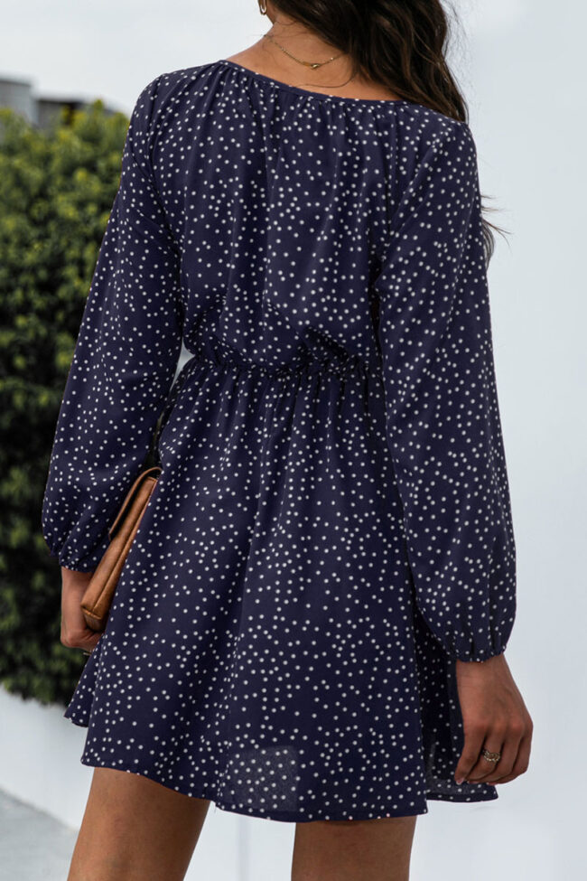 Fashion Casual Polka Dot Split Joint V Neck A Line Dresses