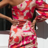 Fashion Casual Print Hollowed Out One Shoulder A Line Dresses