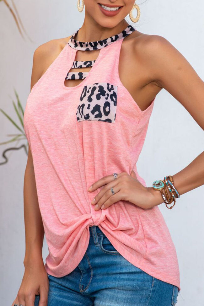 Fashion Casual Print Split Joint Halter Tops