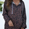 Fashion Casual Print Split Joint Hooded Collar Tops