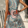 Fashion Casual Print Split Joint O Neck A Line Dresses