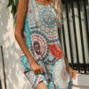 Fashion Casual Print Split Joint O Neck A Line Dresses