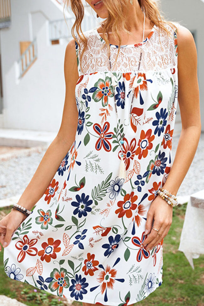 Fashion Casual Print Split Joint O Neck A Line Dresses