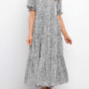 Fashion Casual Print Split Joint O Neck A Line Dresses