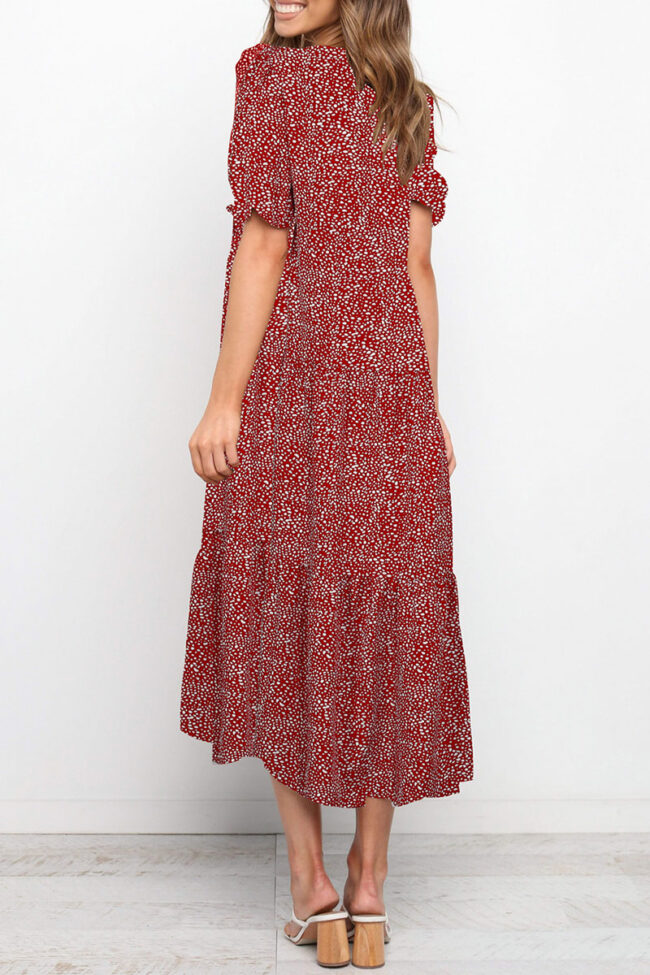 Fashion Casual Print Split Joint O Neck A Line Dresses