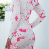 Fashion Casual Print Split Joint O Neck Pencil Skirt Dresses