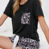 Fashion Casual Print Split Joint O Neck Short Sleeve Two Pieces