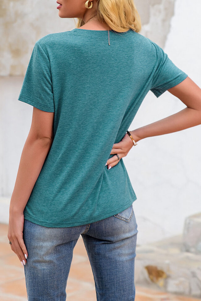 Fashion Casual Print Split Joint O Neck T-Shirts