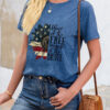 Fashion Casual Print Split Joint O Neck T-Shirts