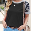 Fashion Casual Print Split Joint O Neck T-Shirts