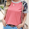 Fashion Casual Print Split Joint O Neck T-Shirts