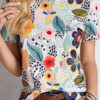 Fashion Casual Print Split Joint O Neck T-Shirts