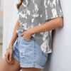 Fashion Casual Print Split Joint O Neck T-Shirts