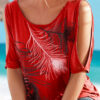 Fashion Casual Print Split Joint O Neck T-Shirts