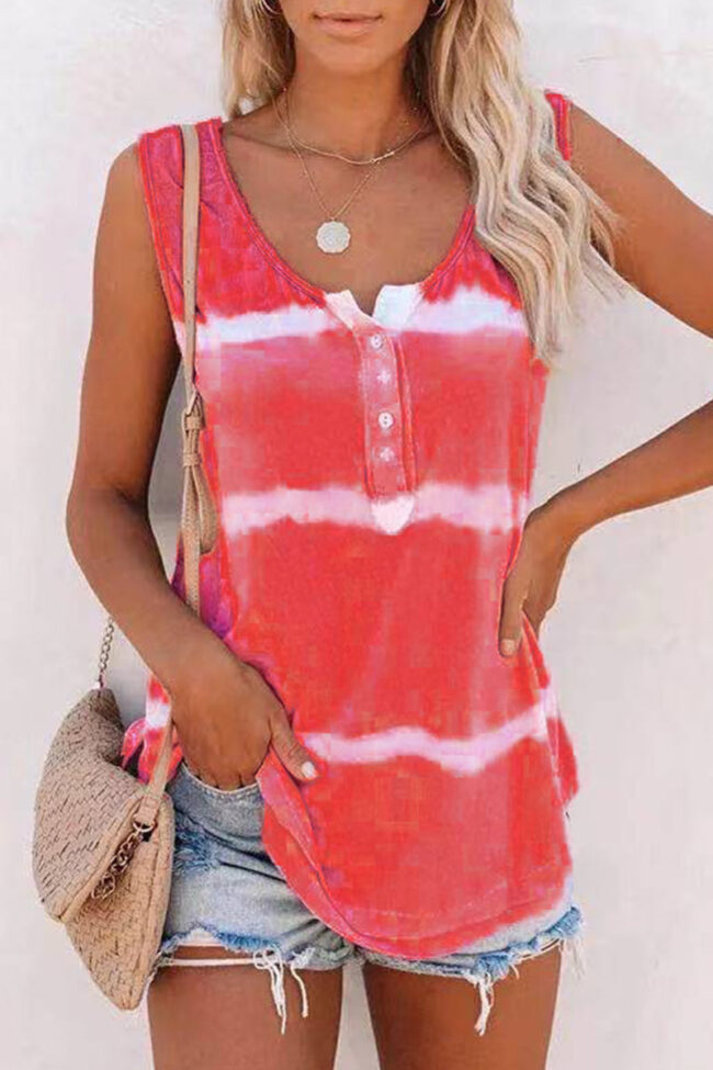 Fashion Casual Print Split Joint O Neck Tops