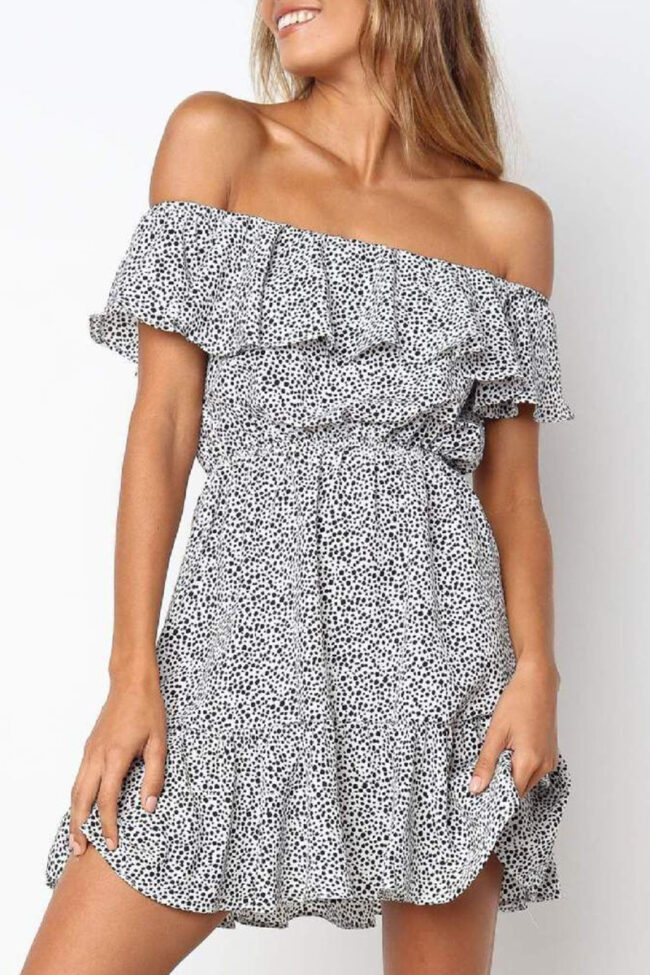 Fashion Casual Print Split Joint Off the Shoulder A Line Dresses