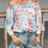 Fashion Casual Print Split Joint Off the Shoulder Tops