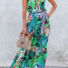 Fashion Casual Print Split Joint Spaghetti Strap A Line Dresses