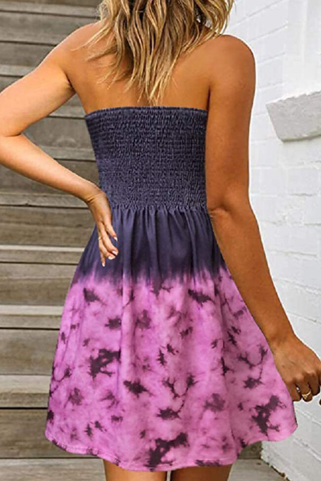 Fashion Casual Print Split Joint Strapless A Line Dresses