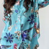 Fashion Casual Print Split Joint Turndown Collar Tops