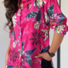 Fashion Casual Print Split Joint Turndown Collar Tops