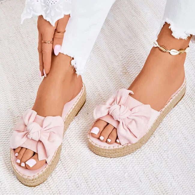 Fashion Casual With Bow Opend Comfortable Shoes