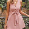 Fashion Casual Solid Split Joint V Neck A Line Dresses