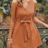 Fashion Casual Solid Split Joint V Neck A Line Dresses