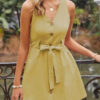 Fashion Casual Solid Split Joint V Neck A Line Dresses