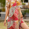 Fashion Casual Print Split Joint V Neck A Line Dresses