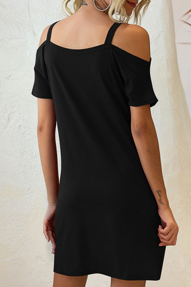 Fashion Casual Solid Split Joint V Neck A Line Dresses