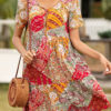 Fashion Casual Print Split Joint V Neck A Line Dresses